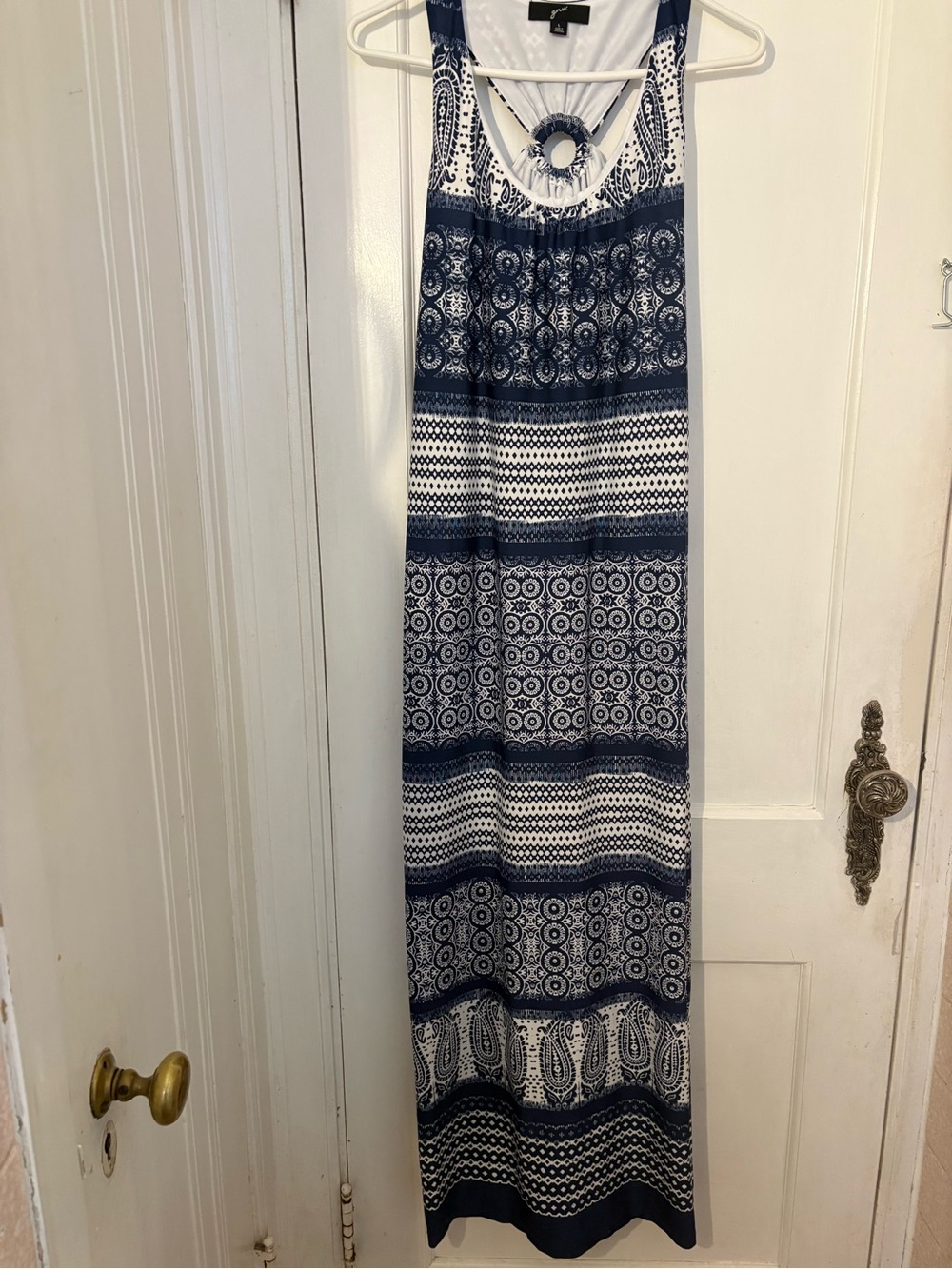 GNW Navy and White Patterned Maxi Skirt